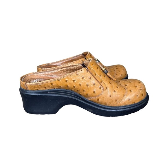 Ariat Mules Clogs Brown Leather Ostrich Print Slip On Western Shoes Women's 8.5 - Picture 3 of 15